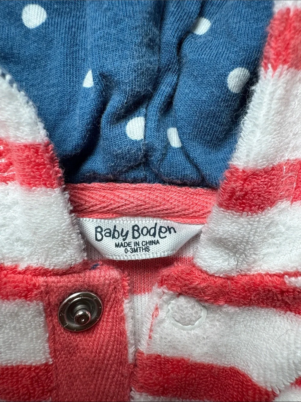 Baby Boden Red & White Striped Hooded Swim Poncho